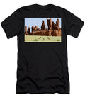 2 Eroded Sandstone Rock Formations with Dromedary Camels Enrique Lopez Tapia Natureplcom T-Shirt