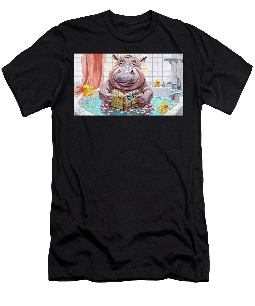 Hippo Enjoys Bath Time Reading Joseph S Giacalone T-Shirt