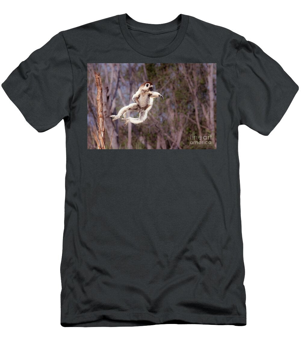 Leaping Verreauxs Sifaka Lemur Tony Camacho T-Shirt