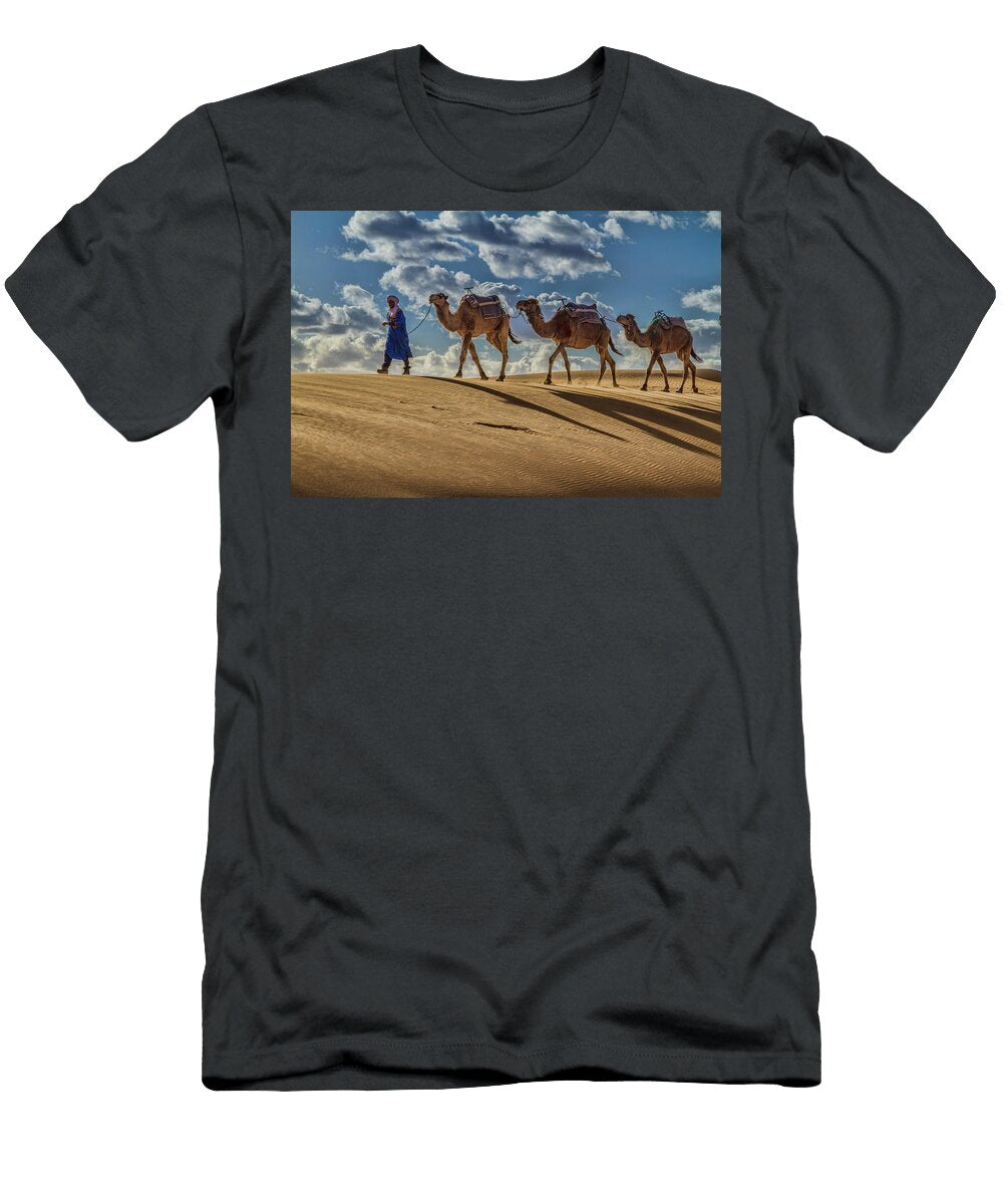 Sunset Camels and Shadows Lindley Johnson T-Shirt