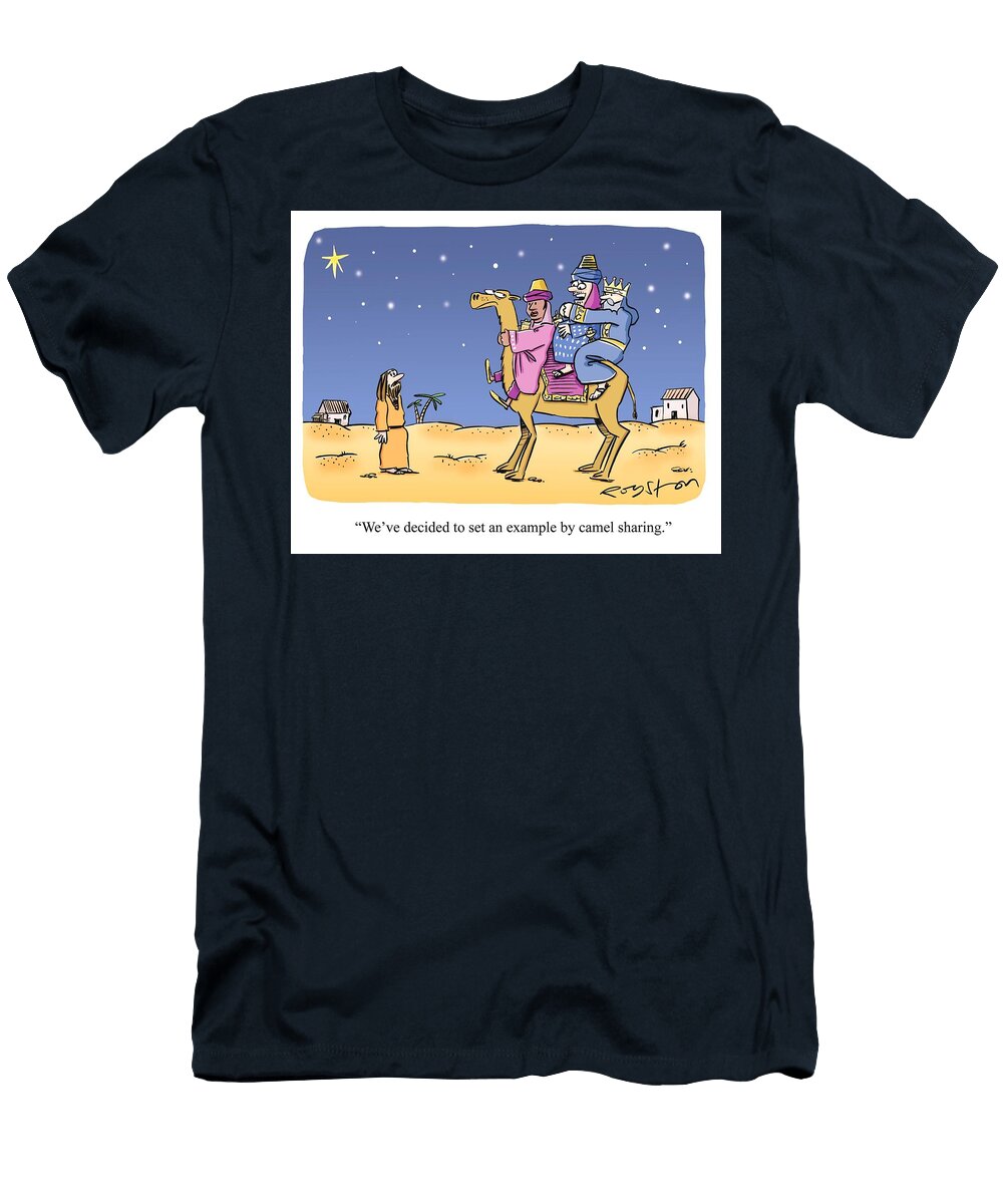 Three Wise Men on One Camel One Says Weve Decided to Set Royston Robertson T-Shirt