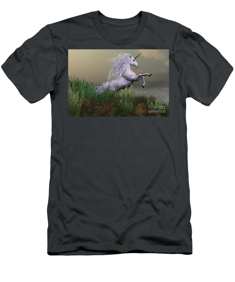 White Unicorn on Mountain Corey Ford T-Shirt